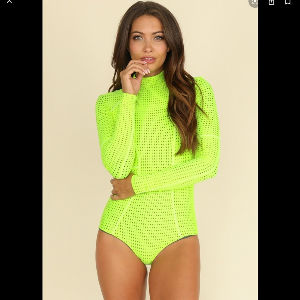 ACACIA Ehukai Mesh Body Suit Neon Cactus